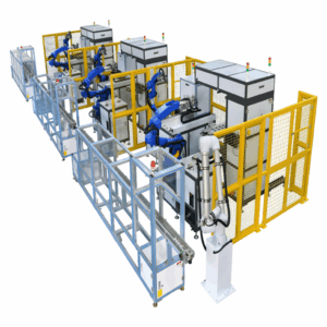 Laser marking + shearing and engraving automated production line